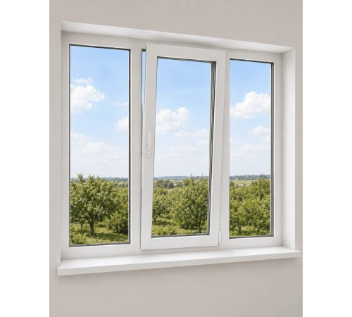 Металлопластиковое окно Veka Softline трёхстворчатое с поворотно-откидной створкой 2200x1100 мм