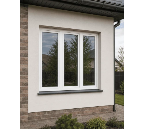 Металлопластиковое окно Rehau Euro 70 трёхстворчатое с поворотно-откидной створкой 2100x1600 мм
