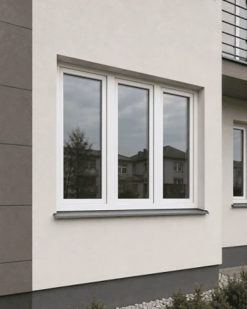 Металлопластиковое окно Rehau Euro 70 трёхстворчатое с поворотно-откидной створкой 2700x1400 мм