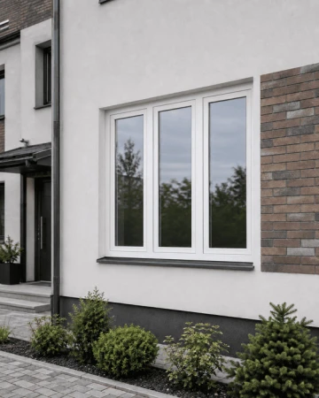Металлопластиковое окно Rehau Synego трёхстворчатое с поворотно-откидной створкой 2700x800 мм