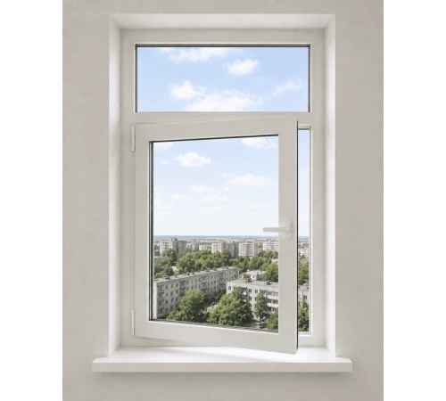 Металлопластиковое окно VEKA Softline одностворчатое с фрамугой 1150 x 1900 мм