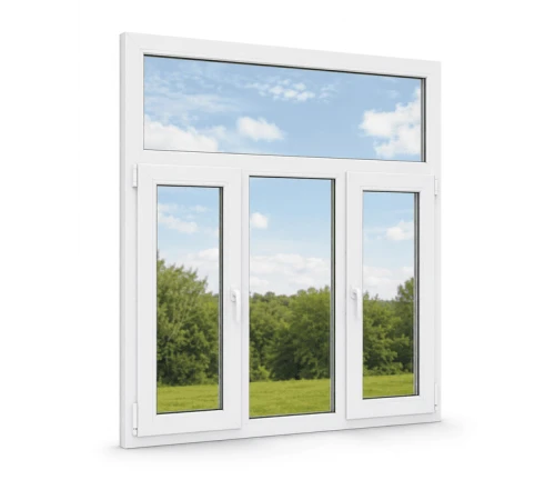 Металлопластиковое окно VEKA Softline 82 трёхстворчатое с фрамугой 2250 x 2100 мм