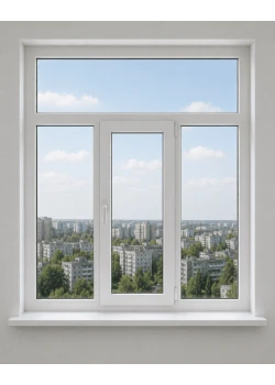 Металлопластиковое окно WDS 6S трёхстворчатое с фрамугой 2200 x 2100 мм