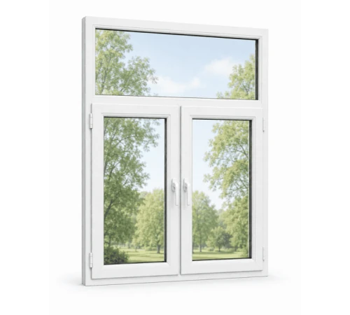 Металлопластиковое окно VEKA Softline 82 двухстворчатое с фрамугой 1500 x 1850 мм