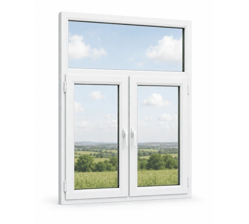 Металлопластиковое окно VEKA Softline 82 двухстворчатое с фрамугой 1500 x 1900 мм