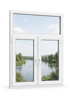 Металлопластиковое окно VEKA Softline двухстворчатое с фрамугой 1500 x 2100 мм