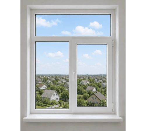 Металлопластиковое окно VEKA Softline двухстворчатое с фрамугой 1300 x 1850 мм