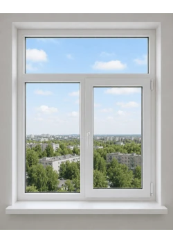 Металлопластиковое окно VEKA Softline двухстворчатое с фрамугой 1500 x 1700 мм
