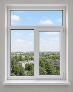 Металопластикове вікно VEKA Softline двостулкове з фрамугою 1500 x 1700 мм