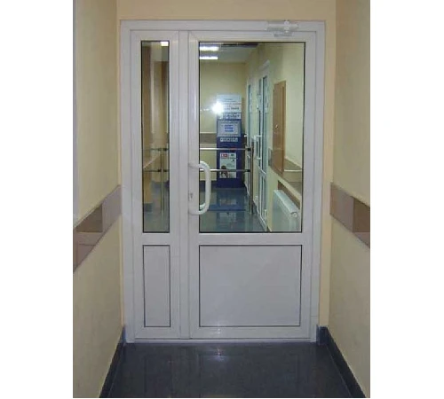 Металлопластиковые двери Kommerling 76MD полуторные с поворотно-откидной створкой 1200 x 2100 мм