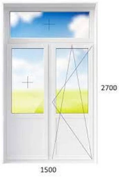 Балконний блок Steko IDEAL2000 з фрамугою 1500 x 2700 мм