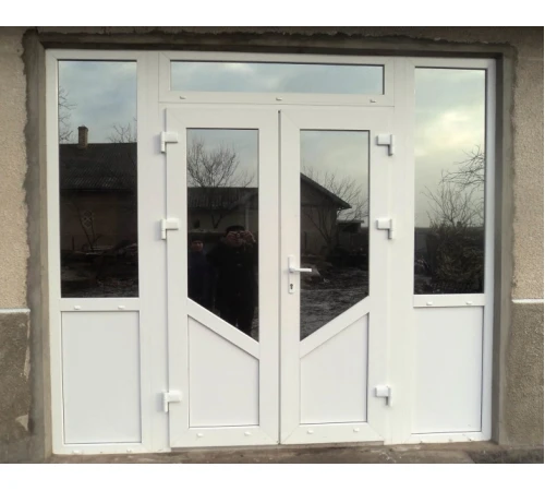 Металлопластиковые входные двери VEKA Softline с фрамугой 3000 x 2500