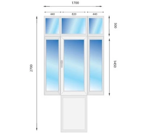 Металлопластиковые двери Steko IDEAL2000 с фрамугой 1700 x 2700