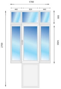 Металлопластиковые двери Steko IDEAL2000 с фрамугой 1700 x 2700