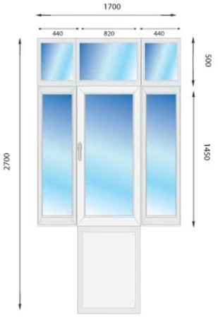 Металопластикові двері WDS 6S з фрамугою 1700 x 2700