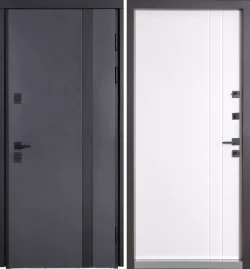 Двери Коттедж 710/265 Metalic anthracite/Уличная Белый Атласный Булат