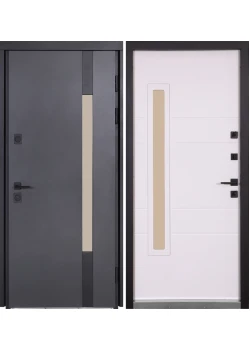 Двері Котедж 705/431 Metalic anthracite/Вулична Білий Атласний