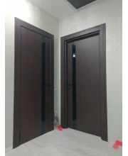 Двері Darumi Doors Plato Line PTL-04 венге панга Чорне скло