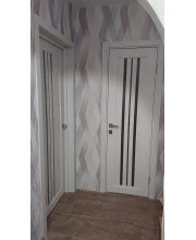 Двері Darumi Doors Stella білий матовий Чорне скло