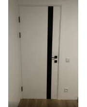Двері Darumi Doors Plato Line PTL-04 білий матовий Чорне скло