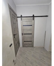 Двери Darumi Doors Darina серый бетон Черное стекло