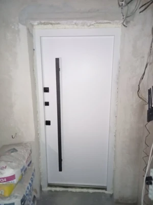 Двери Стронг Айрон графит G1298 песок/белый атлас Vinorit "Qdoors"