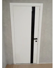 Двері Darumi Doors Plato Line PTL-04 білий матовий Чорне скло