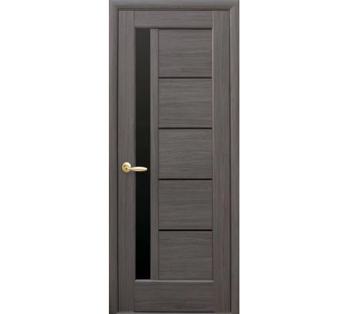Міжкімнатні Двері Новий Стиль Ностра в зборі з коробкою і фурнітурою Грета Чорне скло ПВХ плівка