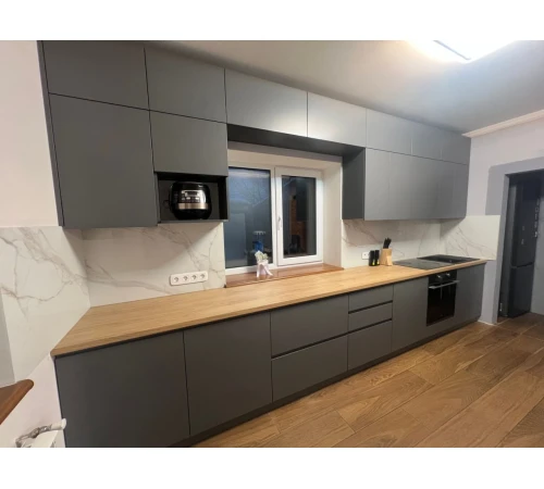 Прямая кухня на заказ в цвете Графит А 959
