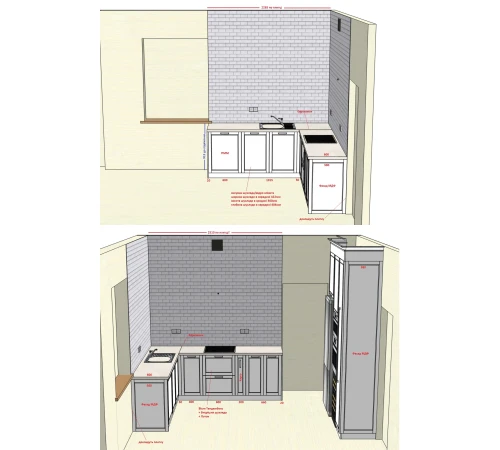 Угловая кухня на заказ крашеный МДФ RAL 9003 267