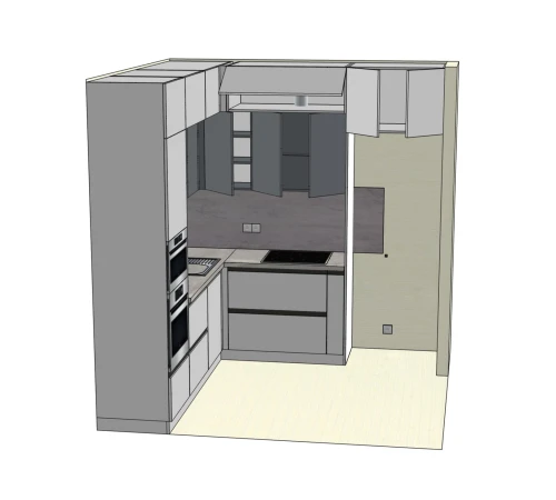 Кутова кухня на замовлення фарбований МДФ RAL 7047 / 7011 А 602