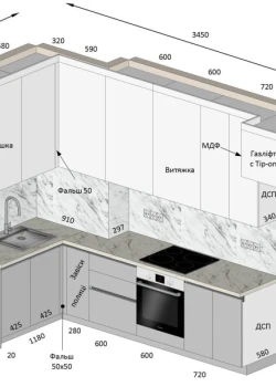 Кутова кухня на замовлення фарбований МДФ матовий №202 27.11.2024