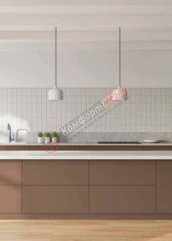 Модульна кухня 5,6 м пряма з кухонним островом Капучіно Еко Komfortmebli