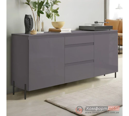 Комод-тумба Комфорт Flex 1,5 м с МДФ фасадами Графит в зал