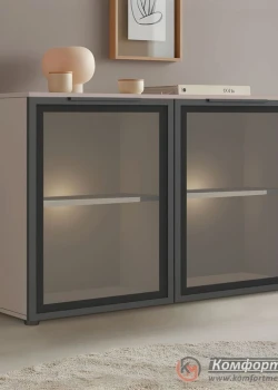 Комод з вітриною Комфорт Flex 1200 мм Скло Тоффі в зал