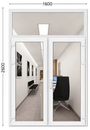 Металопластикові двері WDS 6S з фрамугою 1600 x 2600