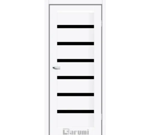 Межкомнатные Двери Darumi Doors Vela белый матовый Черное стекло Ламинатин