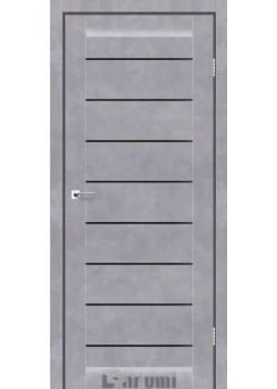 Двери Darumi Doors Leona серый бетон Черное стекло