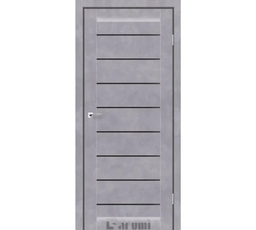 Межкомнатные Двери Darumi Doors Leona серый бетон Черное стекло Ламинатин
