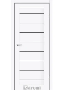 Двери Darumi Doors Leona белый матовый Черное стекло