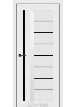 Двери Darumi Doors Floriana-01 белый текстурный Черное стекло