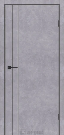 Межкомнатные Двери Darumi Doors Plato Line PTL-05 бетон серый молдинг и торцы алюминий черный Ламинатин
