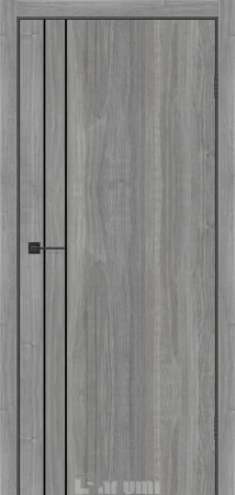 Межкомнатные Двери Darumi Doors Plato Line PTL-05 орех грей ривер молдинг и торцы алюминий черный Ламинатин