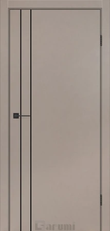 Межкомнатные Двери Darumi Doors Plato Line PTL-05 серый краст молдинг и торцы алюминий черный Ламинатин