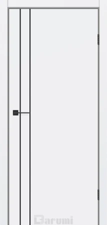 Межкомнатные Двери Darumi Doors Plato Line PTL-05 белый мат молдинг и торцы алюминий черный Ламинатин