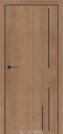 Міжкімнатні Двері Darumi Doors Plato Line PTL-06 горіх кендал молдинг і торці алюміній чорний Ламінатин