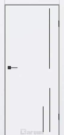 Межкомнатные Двери Darumi Doors Plato Line PTL-06 белый мат молдинг и торцы алюминий черный Ламинатин
