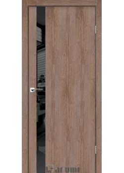 Двери Darumi Doors Plato Line PTL-04 орех бургун Черное стекло