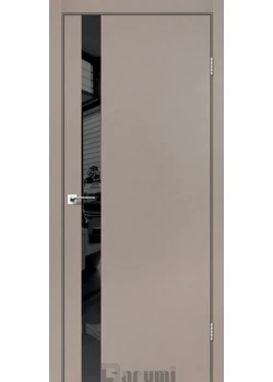 Двери Darumi Doors Plato Line PTL-04 серый краст Черное стекло