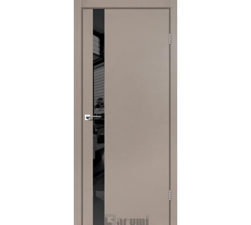 Міжкімнатні Двері Darumi Doors Plato Line PTL-04 сірий краст Чорне скло Ламінатин